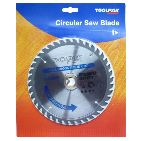 TCT Circular Saw Blade 190mm x 30mm x 40T Professional Toolpak 
